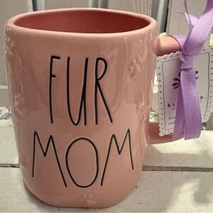 Rae Dunn Pink Fur Mom Mug with Black Text